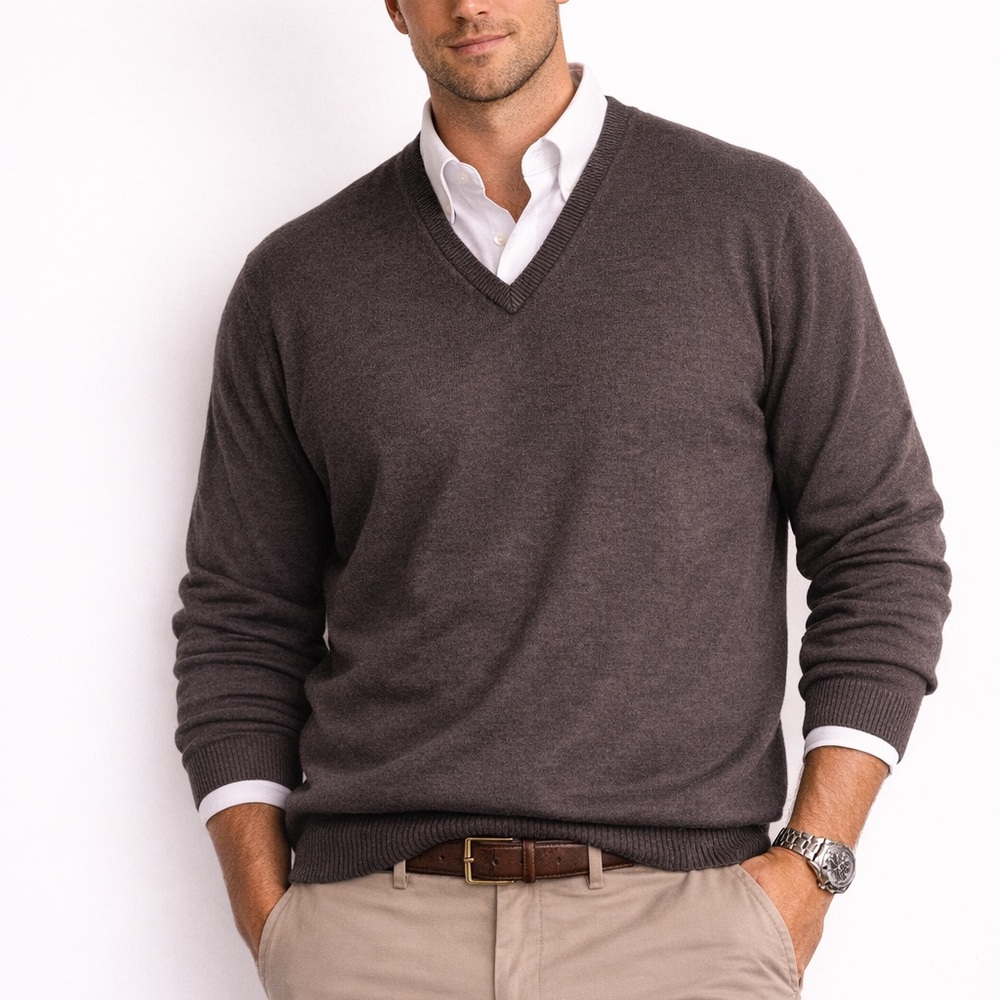 Peter Millar Merino Wool Sweater Dark Earth Brown/Grey